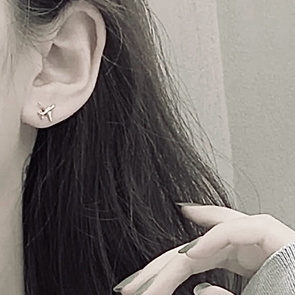 “Fly the Friendly Skies” Airplane Plane & Cumulus Cloud Sky Weather Travel Studs - Picture 10 of 12